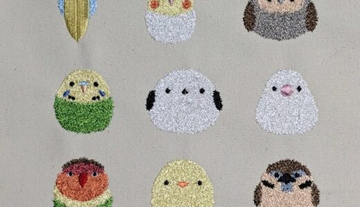 もじゃもじゃ刺繍の鳥バージョンを作ってみました🐦