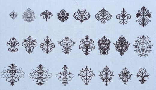 ダマスク模様刺繍データ作成致しました。